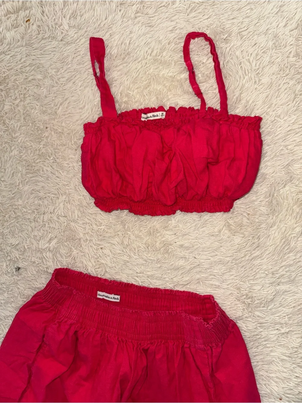 Abercrombie & Fitch Bright Red Maxi Skirt with Matching Crop Top